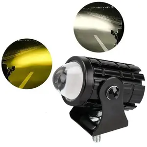 FCCEMC 1/2PCS Universal Dual Color Motorcycle LED High Lumen Headlight Mini Spotlights Motorcycle Headlights Off road Truck Trailer Accessories Tool Driving Light LED Headlamp