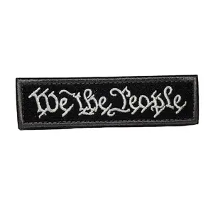 We The People Name Tape Tactical Patch w/ Hook & Loop Backing - Black/White