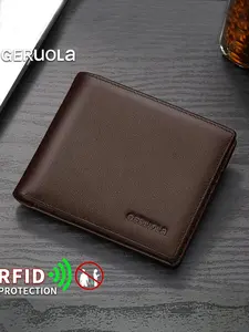 Men's Genuine Leather Short Wallet, Large Capacity Card Slots, RFID Blocking Credit Card Holder, Portable Cash Organizer, Holiday Gift, Durable Wallet, Cardholder, Business Style Wallet