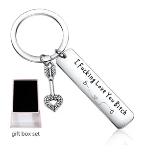 Best Friend Keychain for Women, Stainless Steel KeychainEngraved "I Fucking Love You", Unique Feather Pendant,Gift for Bestie, Best Friend Frie Gift, Comes with Gift Box