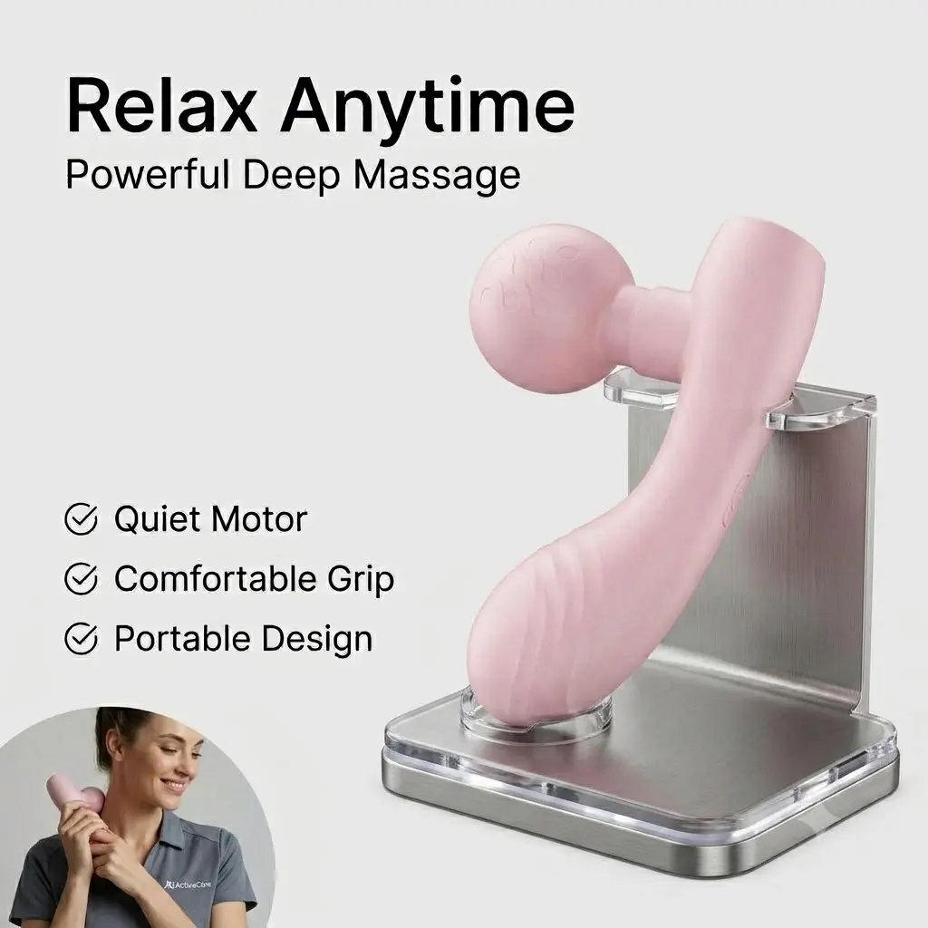 Portable Handheld Electric Massager for Neck, Shoulders, Back & Legs, Quiet Rechargeable Body Massager with Ergonomic Grip, Lightweight Design for Home, Office & Travel, Daily Relaxation