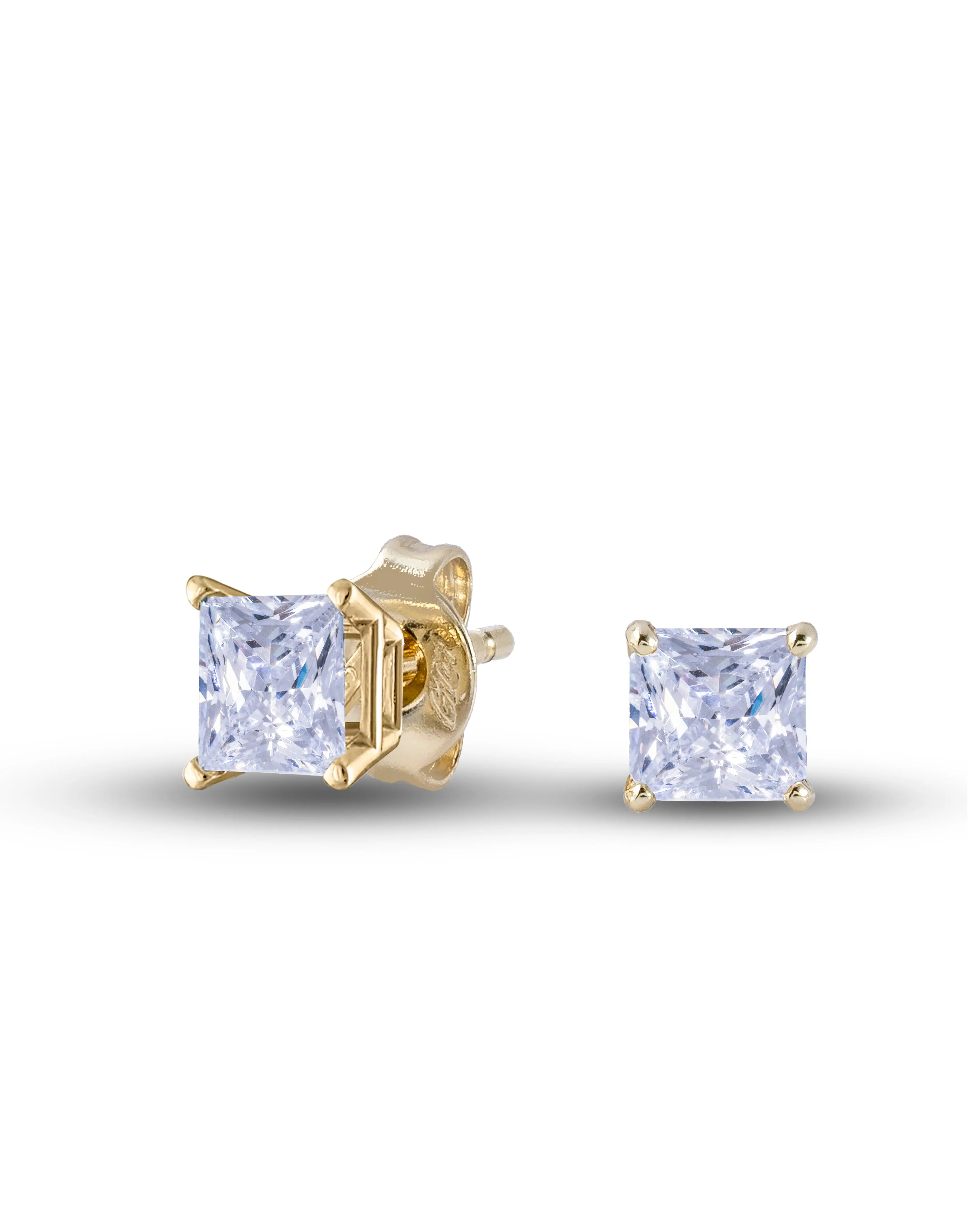 GLD 5MM Moissanite Square Cut Diamond Stud Earring in Yellow Gold Vermeil - Perfect Gift #tiktokshopsummersale