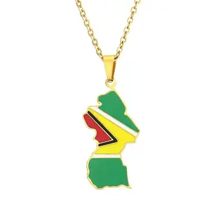 Unisex Guyana -map-Stainless Steel -statement-Necklace - 20 inch-Pendant Necklace Chain, Female-Friendly, Suitable for Daily Wear & All Seasons