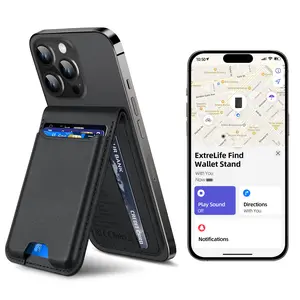 Magntic Wallet for IPhone, Works with  Find My, Strongest Magnetic with Adjustable Stand, Wallet Tracker, 6 Cards Holder, Vegan Leather, Black phone wallet Camera Blue Smartphone Cellphone Electronic Gadgets  【Christmas】