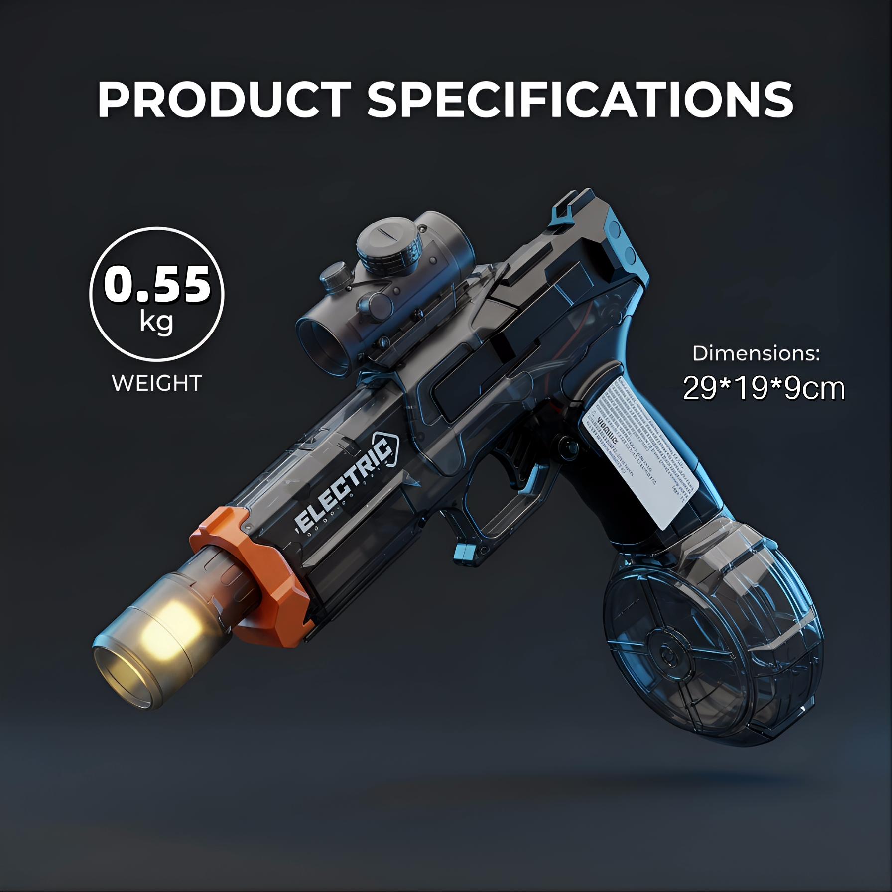 Transparent Electric Water Gun 2 Pack for Adults and Kids Light Up Automatic Squirt Gun Dual-Purpose Cool Watergun Large Capacity Summer Outdoor Beach Pool Party Toy Gift LED Lighted rechargable light-up Multicolor backyard game