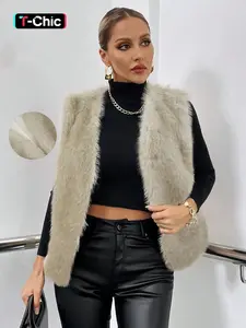 Women's Faux Fur Vest Jacket, Thickened Warm Short Coat for Autumn Winter, Versatile Slimming Design, Casual Fashion Outerwear