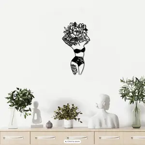 Artistic Minimalist Modern Abstract Flower-Woman Pattern Metal Wall Art, 1-Count Hanging Decor for Women's Bedroom & Room Decorations, Unique Abstract Room Decor