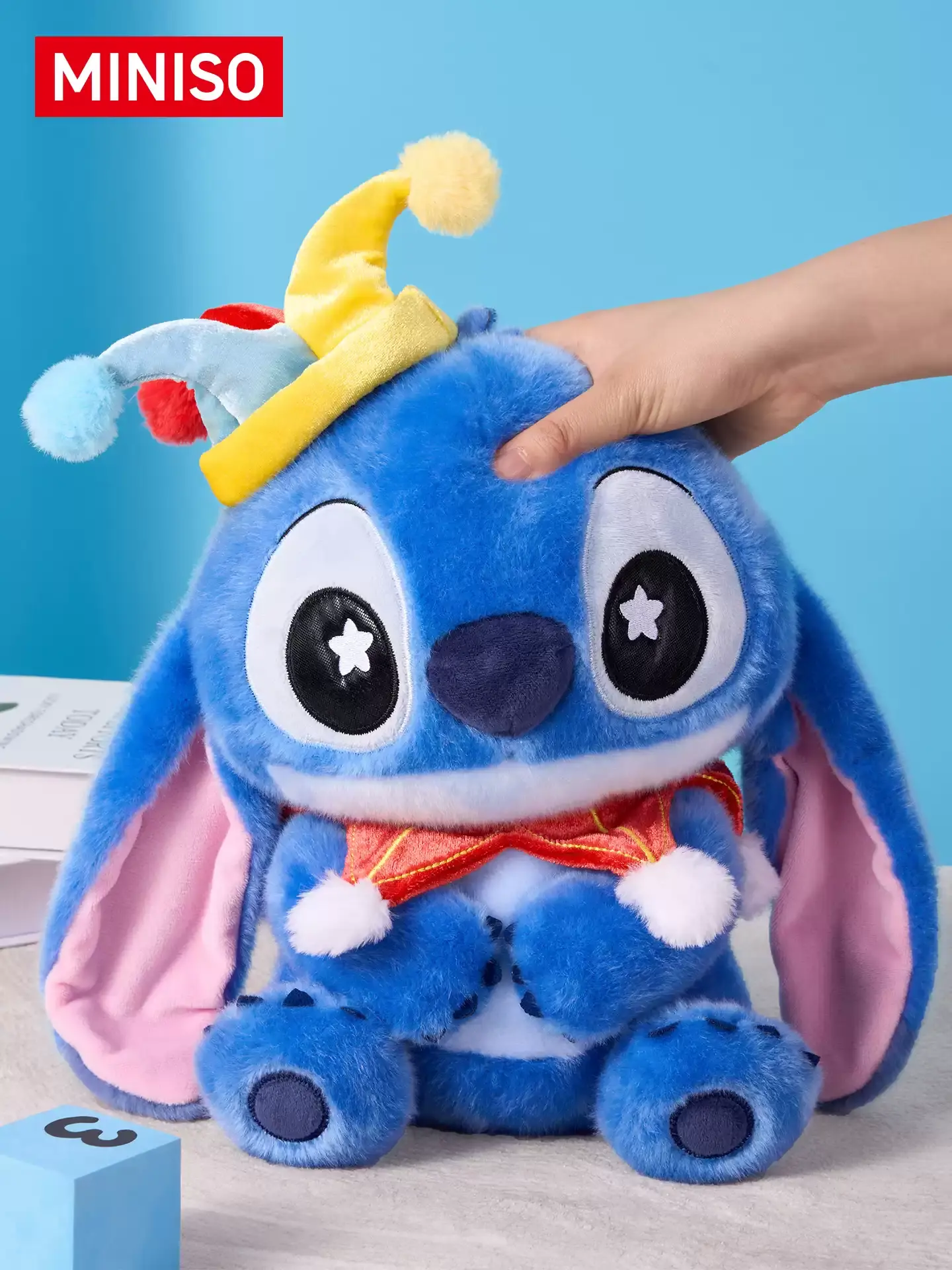 Disney Lilo and Stitch Experiment 626 Jester Hat Mascot Doll - 14-in Sitting Anime Stuffed Toy, Plush Fabric Decor, Cute Collectible Gift for Anime Fans