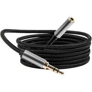 2-Pack 4.9ft/1.5m 3.5mm TRS Male to Female Headphone Extension Cable, Aux Cord Extender, Audio Jack Extender for Headphones,iPhone, iPad, Smartphones, Tablets, Laptops, Media Players - Black