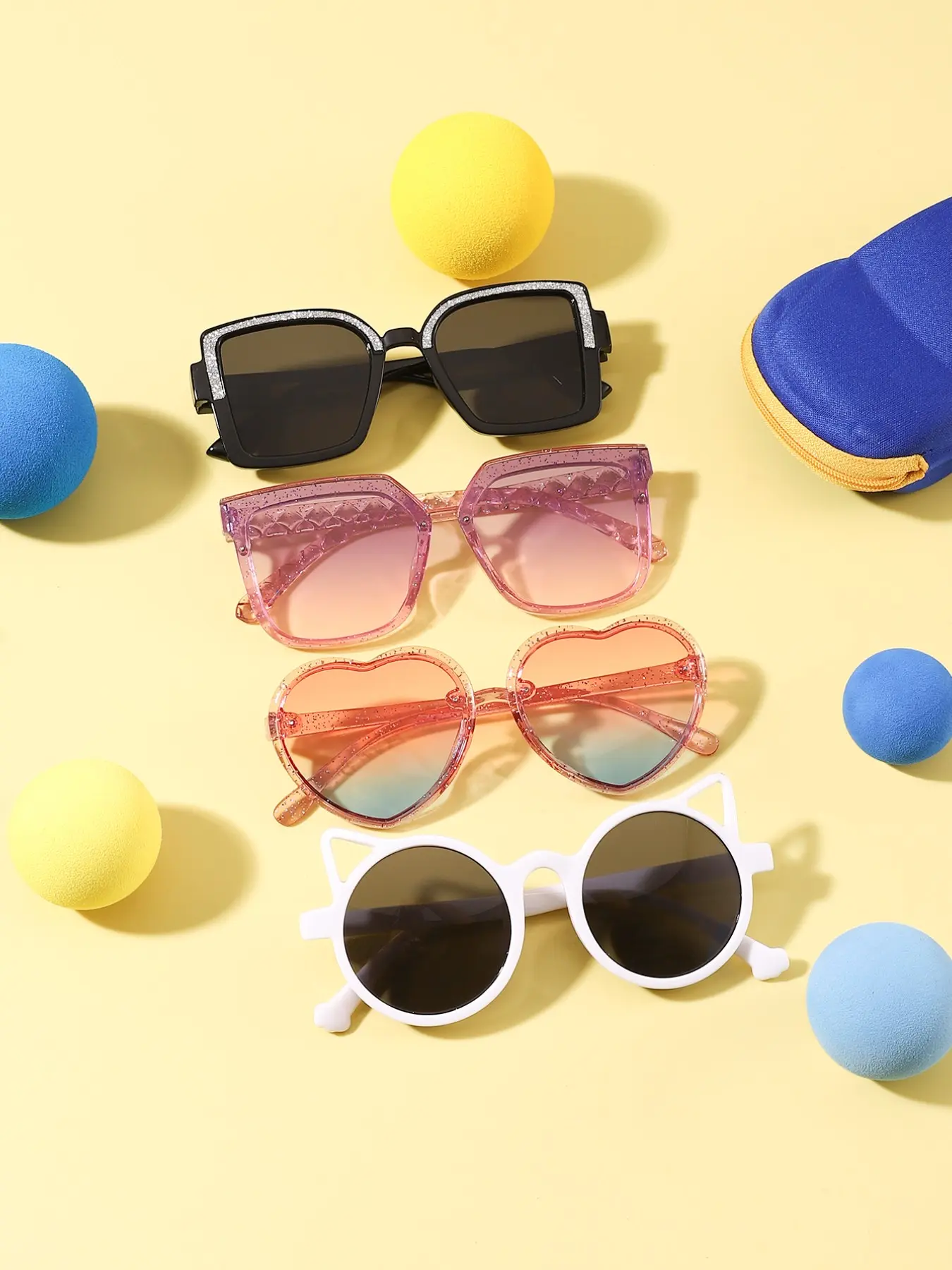 Sweet Square Heart Round Cartoon Frame Glasses, Casual Trendy Fashion Eyewear for Kids 4-8 Years, Lightweight Durable Daily Use, Girly, Cute Summer