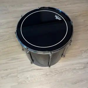 Junkanoo Gawds 16X14 Blqck & Turquoise Ombre TAMA Superstar Junkanoo Tum Tum Drum, Ebony Remo Pinstripe Skin with Die Cast Smokey Black Rim