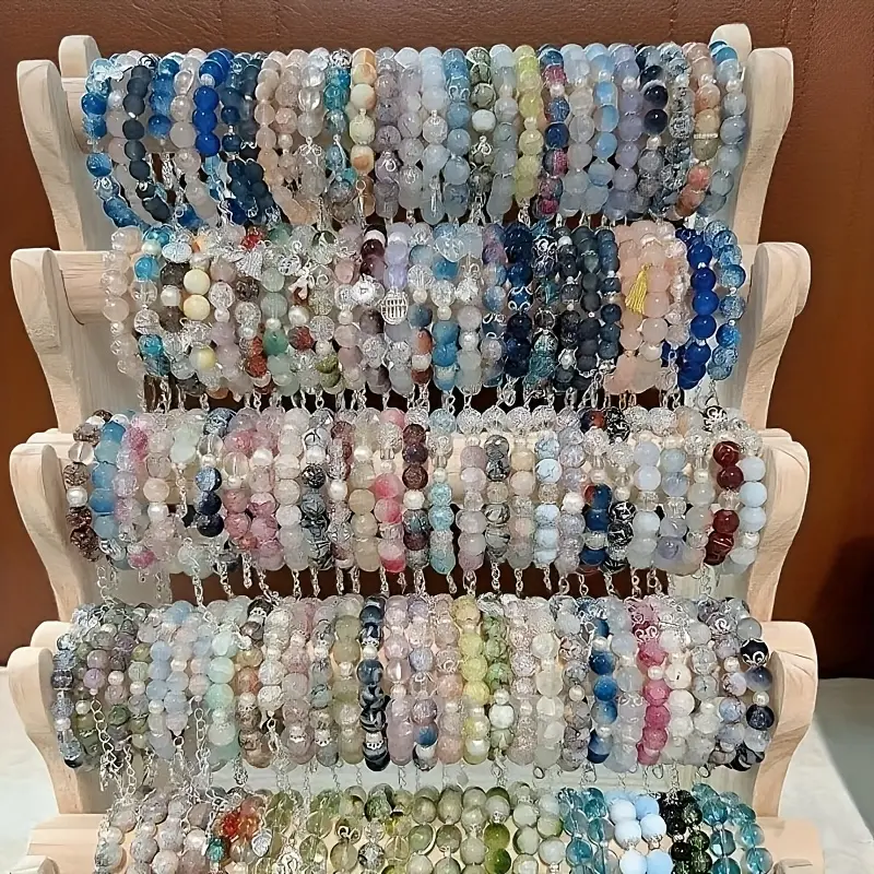 9pcs/19pcs Fashion Elegant Cute Girl Glass Bracelet Set, Adjustable Colorful Elastic String Bracelets, Valentine's Day Jewelry Wholesale, Flower Butterfly Mermaid Pendant Bracelet Set, Best Gift Choice for Girlfriend, for Teenager