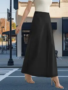 High-Waisted Elastic Fish Tail Skirt, Slimming Plain Design, Versatile Street Style, All-Season Wear, Perfect for Office and Dates