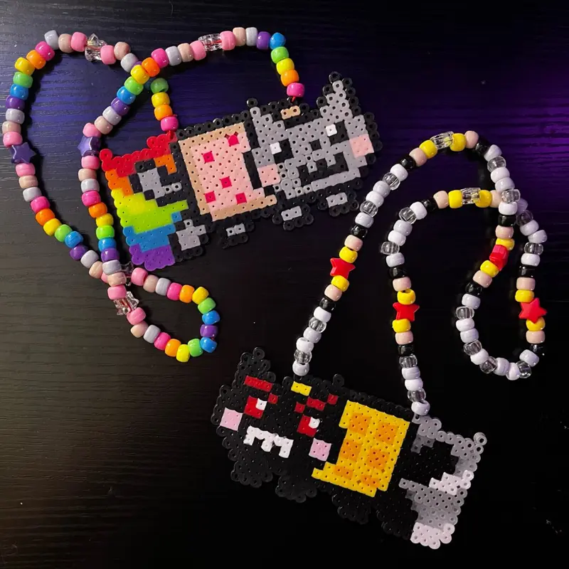nyan cat and tac nayn kandi necklace