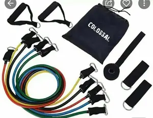 Colossal 11 Piece Resistance Band Set Yoga Pilates Abs Workout Fitness Tube Band