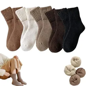 Women's Minimalist Solid Merino Wool Boot Socks, Ultra-Warm Day Multicolor Winter Socks, 5-Pairs Pack, Ideal for Hiking & Chilly Cabin Wear