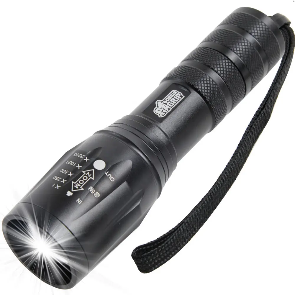 GORILLA GRIP Powerful LED Tactical Flashlight, 750 FT High Lumens 5 Adjustable Modes, Water Resistant, Ultra Bright Zoom Flashlights, Small Mini Flash Light, Camping, Night Dog Walking
