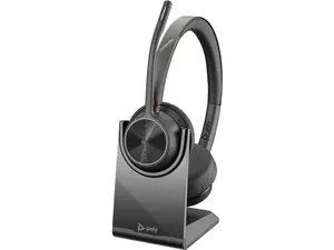 Poly - Voyager 4320 UC Wireless Headset + Charge Stand (Plantronics) - Headphones with Boom Mic - Connect to PC/Mac via USB-A Bluetooth Adapter, Cell Phone via Bluetooth - Works with Teams, Zoom &More