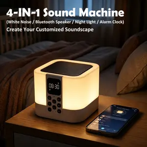 UFORU 4-in-1 Sleep Aid White Noise Machine/Bluetooth Speaker/Night Light/Alarm Clock(Rain, Insects, Ocean Waves, Birdsong, Fan, Lullaby), Perfect Vibe Bedroom Decor, Great Gift for Dad, Grads & More summervibes outdoor fun
