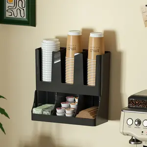 Multifunctional Disposable Paper Cup Holder Storage Box Organizer, Ideal for Coffee Shops and Tea Halls, Organizes Straws and Meets Various Storage Needs, Coffee Bar Storage