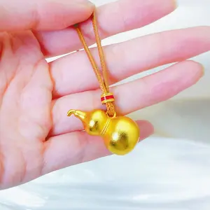 Sand Gold Gourd Pendant - Daily Wear Necklace, Religious Jewelry Gift, Necklace Gift, Fortune-Gathering, Safety-Ensuring, Golden Shine, Noble Elegance