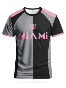 Miami-Style Football Jersey & Crewneck T-Shirt – Short Sleeve Athletic Tee for Training, Games & Casual Wear