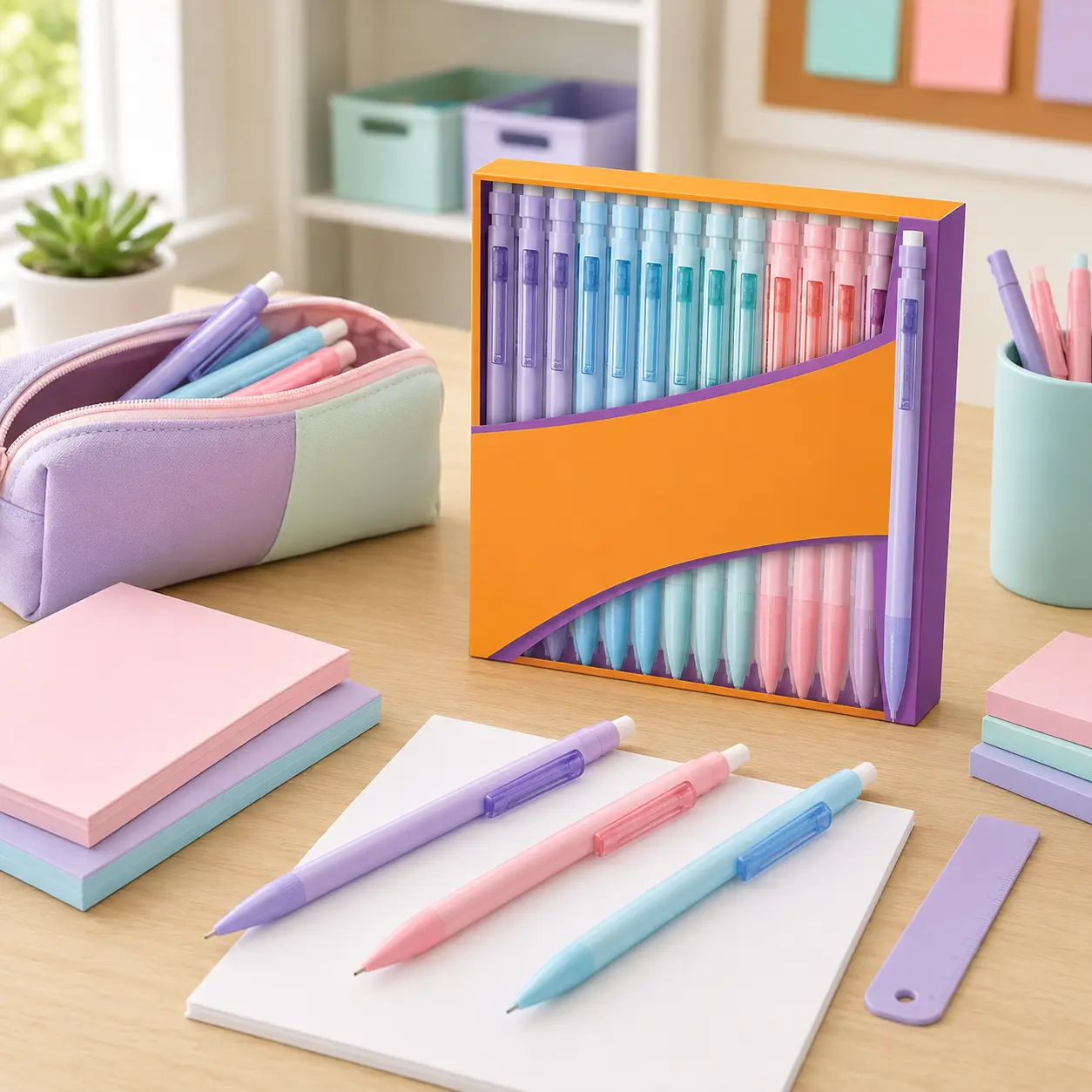 Xtra-Smooth Pastel Mechanical Pencils with Erasers, 0.7mm Medium Point, Bulk School Supplies for Students & Teachers, 40-Pack
