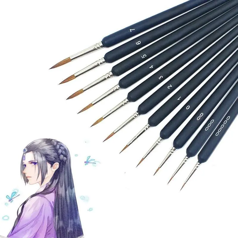 11pcs Micro Detail Paint Brush Set, For Gouache Watercolor Painting And Petroglyphs, Acrylic Paint Brushes, Painting Supplies