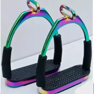 New Rainbow Multi Color Stirrups for Horse Riding, 4.75 Inches