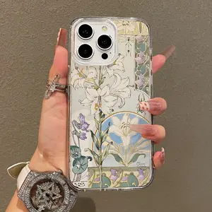 Trendy Magnetic Case for iPhone11/12/13/14/15/16/17/promax, Art Nouveau Lily Ultra Slim, MagSafe Support, Shockproof | Playful & Fun Style