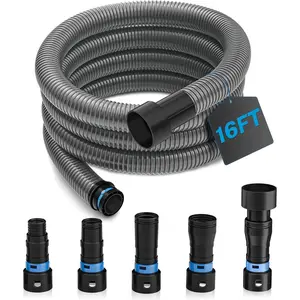 16 Ft Shop Vac Hose Kit with Quick-Connect Adapters, Flexible 1-1/4? Vacuum Hose Compatible with  & Shop Vac, Expanded Multi-Brand Power Tool Adapter Set (1-1/4? to 2-1/4?)