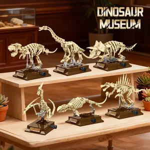 Jurassic Museum Dinosaur Tyrannosaurus Fossil Building Block Set Toy Desk Decoration Home Children Educational Enlightenment Simulation Model Figures Gift