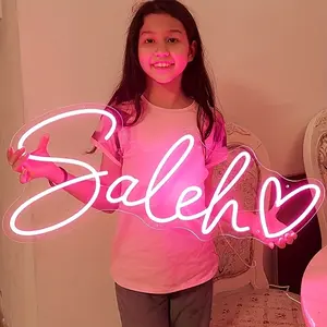 Custom Neon Sign with Dimmer - Personalized 1pc LED Neon Light, USB Powered, Wall Hanging Decor for Bedroom, Party, Wedding, Birthday - Plastic Material, Non-Wireless, No Battery Needed, Single Color