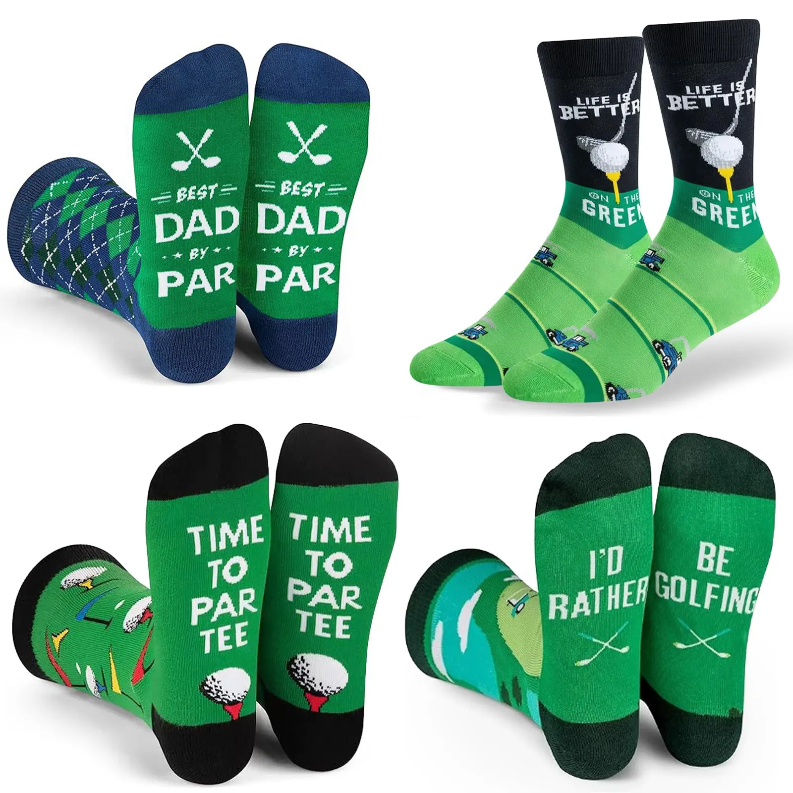 4 Pair Fun Golf Socks - A Witty Gift for Golf Enthusiasts - Unisex, One Size Fits Most - An Excellent Choice for Birthday Gifts or Christmas Stocking Stuffers campingessentials