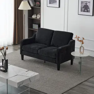 VINGLI Mid-Century Modern Loveseat Sofa Couch, Living Room 53" Love Seat 2 Seater Upholstered Comfy Couches with Scooped Armrest for Small Spaces, Dorm, Bedroom, Apartment, Office