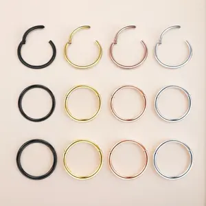 FINREZIO 12 Pcs Colorful Surgical Steel Piercing Jewelry Set for Women Tragus Septum Piercing Clicker Septum Ring Nose Rings Hoops Hinged Segment Septum Conch Lip Cartilage Hoops 7mm 8mm 9mm for Daily