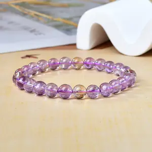 Amethyst & Citrine Bracelet, Wealth & Calm Dual Energy Crystal