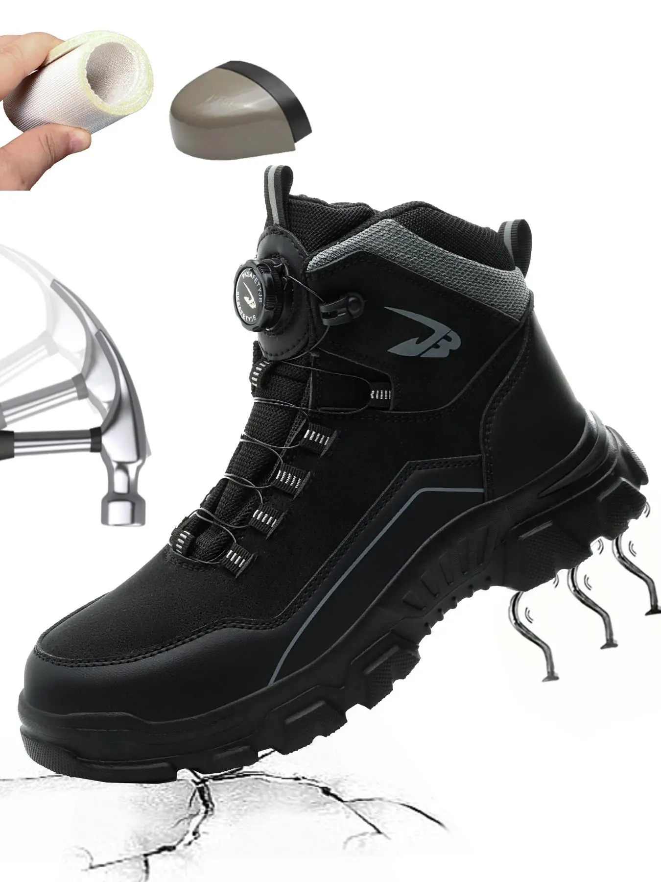 Men's Safety Shoes, Lightweight Comfortable Work Shoes, Protective Work Shoes, Working Shoes, Work Safety Footwear, Steel Toe Cap Anti-impact & Anti-puncture Shoes, Fashionable Shoes for Daily Wear, Boy