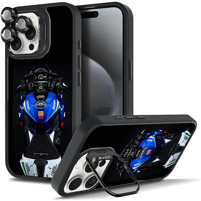 Trendy Motorcycle Ducati Phone Case | Anti-Scratch TPU Case For Samsung iphone 17/AIR 16 15 14 13 12 11 PRO PLUS MAX COOL Fashionable Tough Durable Metal lens frame Film Bracket Stand Gift Full Protection Camera Holder Phone Cases Cover 11X-L1152