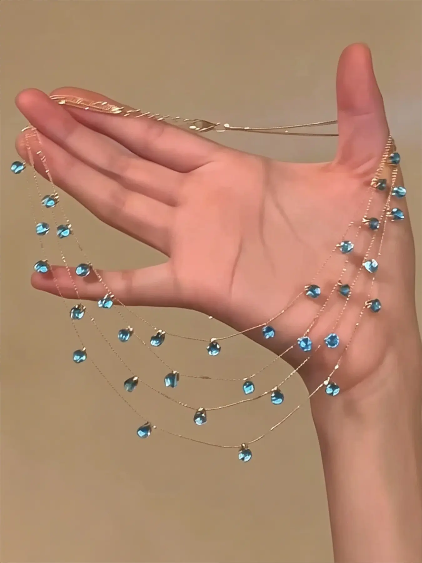Elegant Multi-Layer Crystal Necklace for Women, Layered Layer Necklace, Trendy Necklace, Fashionable Tassel Design, Perfect for Parties and Evening Events, Necklace Gift, Unique Style Jewelry