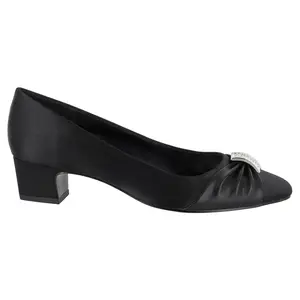 Easy Street Womens Eloise Rhinestone Round Toe Block Pumps Dress Casual Mid Heel 2-3" - Black