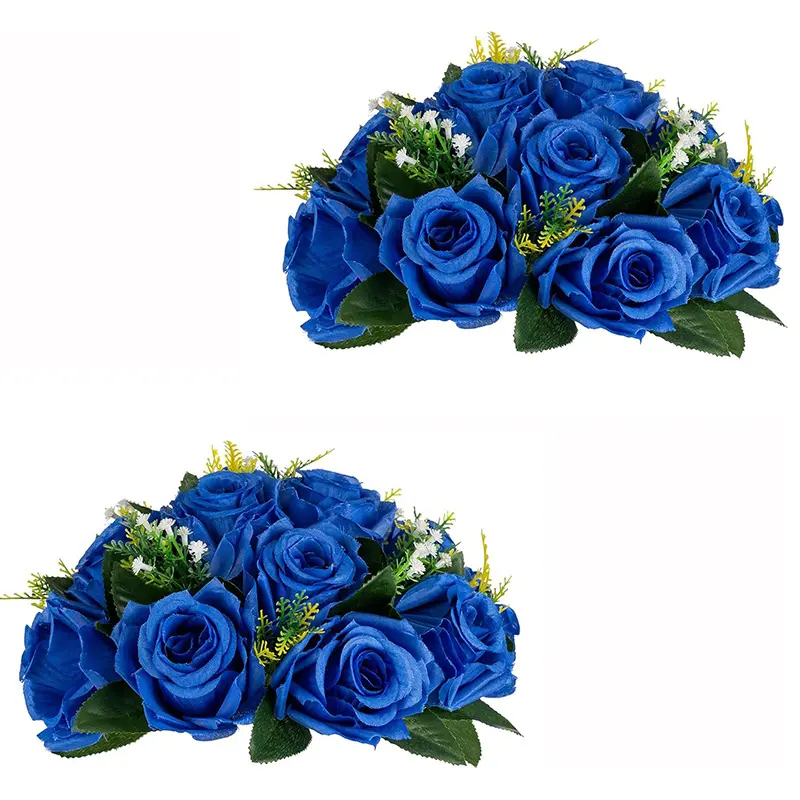 2-piece elegant royal blue wedding flower ball decoration, artificial flower ball bowl flower arrangement bouquet, very suitable for weddings, banquets, birthdays, parties, anniversaries, home decoration, Artificial Flower Decorations