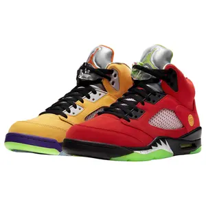 Two Different Color Mid Basketball Shoes | Red/Yellow Mismatch Suede Sport Sneakers,Classic Street Style Footwear For Daily Wear
