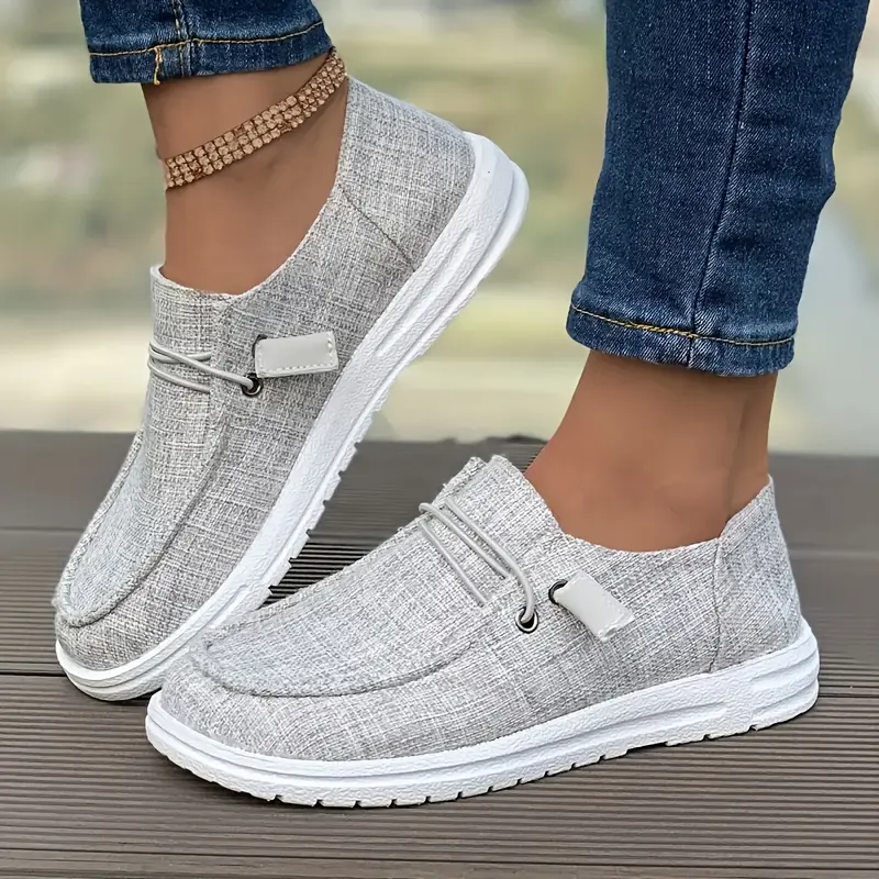 Women's All-Season Canvas Loafers - 1 Pair Casual Slip-On Slip On Flats with Tassel Detail, Plain Toe, Fabric Insole, EVA-Rubber Sole, Comfort Footwear for Sports & Outdoor Use, Flat Heel Loafers