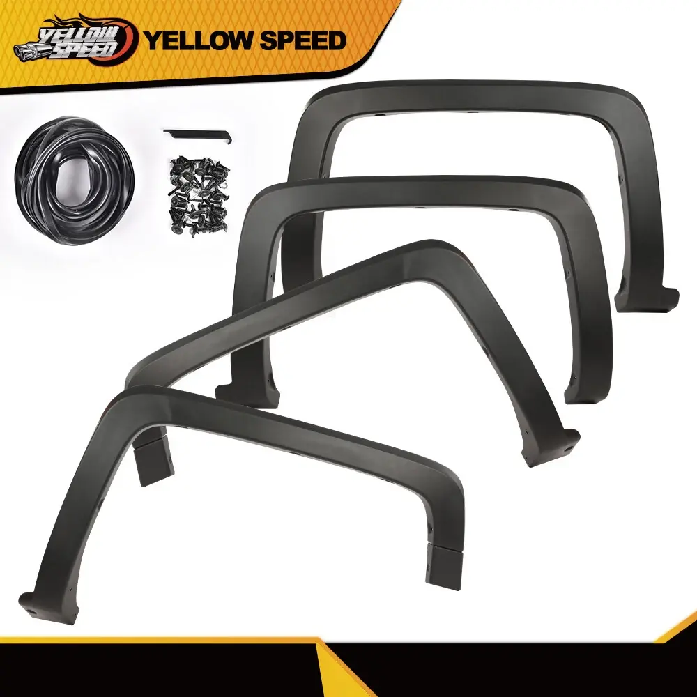 ALLGOOD OE-Style Polypropylene Fender Flares Set of 4 - Automotive Wheel Protectors, Car Accessories with Drilling, Fits Fleetside, Aftermarket Bumper OK for 2014-2019 Chevy Silverado 1500/2500/3500 Trucks (Assembly Required)
