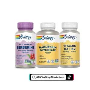 Solaray Metabolic Reset Bundle – Berberine, Magnesium Glycinate & Vitamin D3 K2 for Blood Sugar & Digestive Support