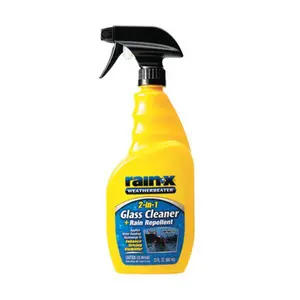 Rain-X Glass Cleaner, 23 oz. Container Size, windshield cleaner, bug remover, ice prevention, road spray removal, sleet cleaner, snow melt spray, exterior glass cleaner, fast-acting formula, streak-free shine, high visibility, driving safety, side window