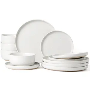 Famiware Milkyway 12 Piece Dinnerware Set, Plates and Bowls for 4