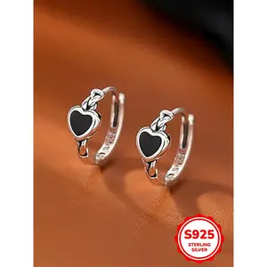 Heart Design Hoop Earrings, Heart Shaped Earrings, Fashionable Earrings for Women & Girls, Trendy All-match & Exquisite Jewelry for Birthday Gift