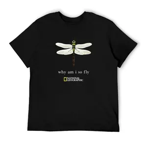Men's Women's Black T-shirt, National Geographic "Why Am I So Fly" Dragonfly Graphic T-Shirt, Gifts Shirt, Unisex Vintage Graphic Tees Gothic Grunge Y2k Emo Scene Amity Affliction Style Clothes Men Women Streetwear